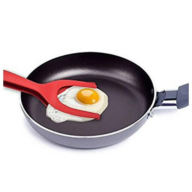 2 In 1 Grip And Flip Tongs Egg Spatula Tongs Clamp Pancake Fried Egg French Toast Omelet Overturned Kitchen Accessories Devogue