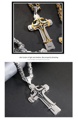 Fashion Jewelry Christian Trinity Latin Cross Necklace For Men Stainless Steel Three Layers Cross Pendants Necklaces Jewelry Gift Devogue