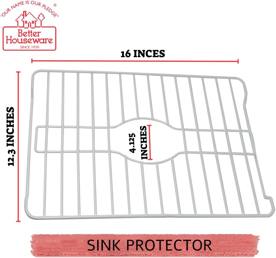 Sink Protector Prevents Scratches Sink Rack for Bottom of Sink White Sink Mat Sink Protectors for Kitchen Sink Metal 16X12.3X1