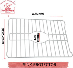 Sink Protector Prevents Scratches Sink Rack for Bottom of Sink White Sink Mat Sink Protectors for Kitchen Sink Metal 16X12.3X1