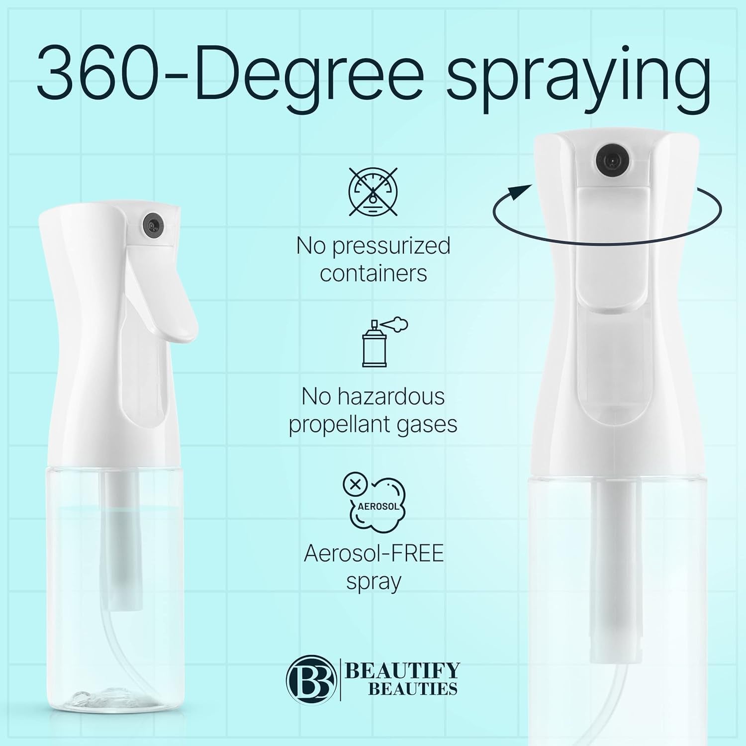 Hair Spray Bottle – Ultra Fine Continuous Water Mister for Hairstyling, Cleaning, Plants, Misting & Skin Care (White, 6.8 Ounces)