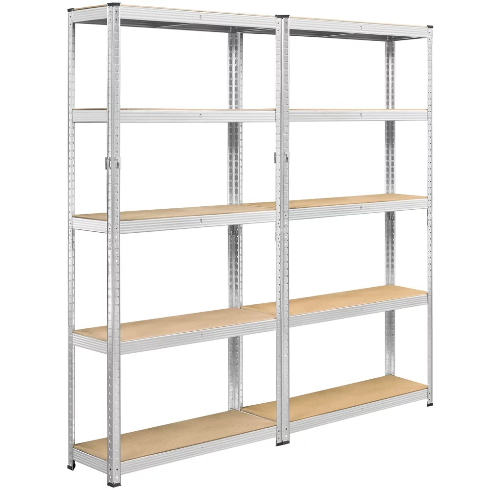 2PCS 5 Tiers Adjustable Storage Shelf Units for Garage, Silver