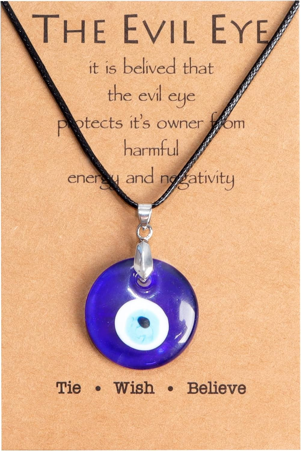 Evil Eye Necklace for Women Men Protection Necklace Leather Rope Glass Evil Eye Pendant Neckace Inspirational Jewelry Trendy Stuff Gifts Stocking Stuffers