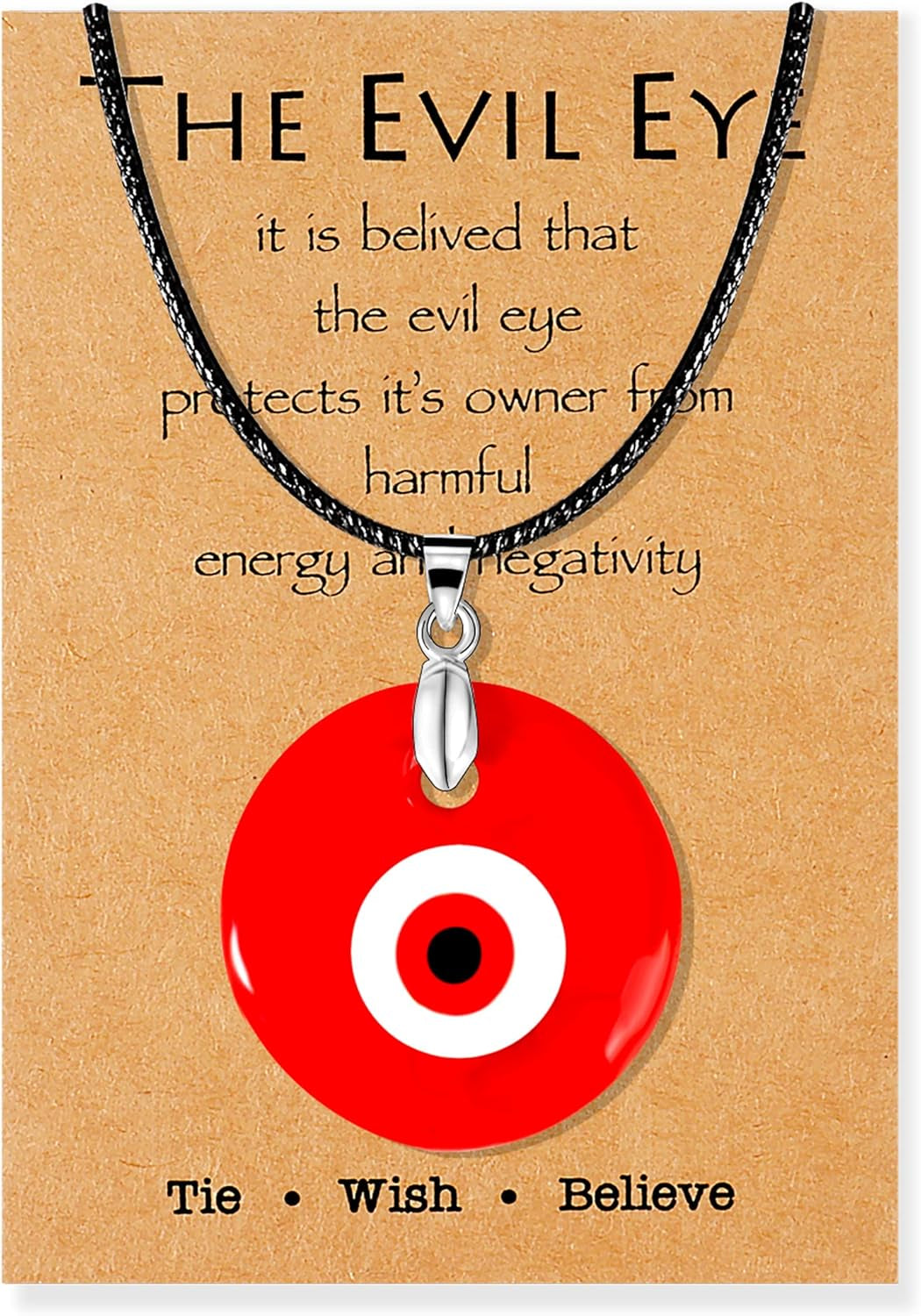 Evil Eye Necklace for Women Men Protection Necklace Leather Rope Glass Evil Eye Pendant Neckace Inspirational Jewelry Trendy Stuff Gifts Stocking Stuffers