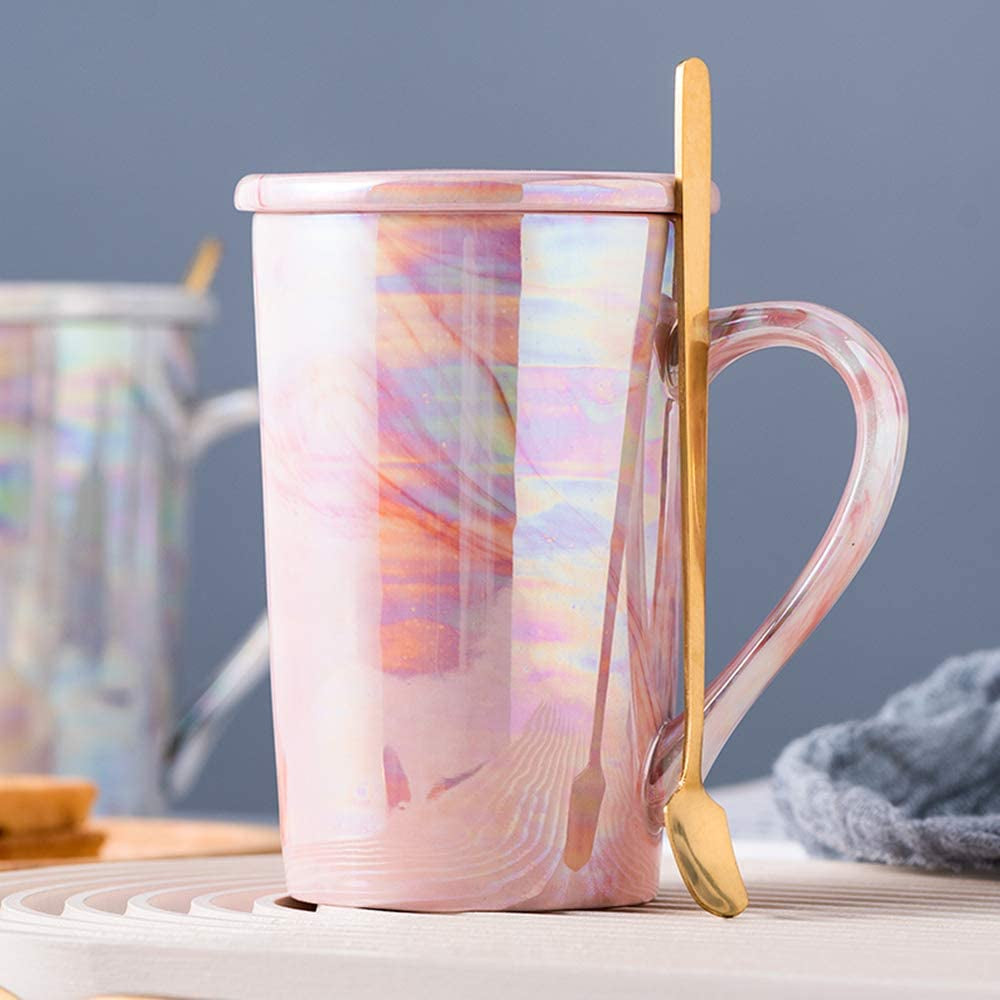 12Oz Ceramic Coffee Mug, Tall Iridescent Coffee Mugs,Cute Mugs Ceramic Coffee Mug for Mon Women, Dishwasher and Microwave Safe