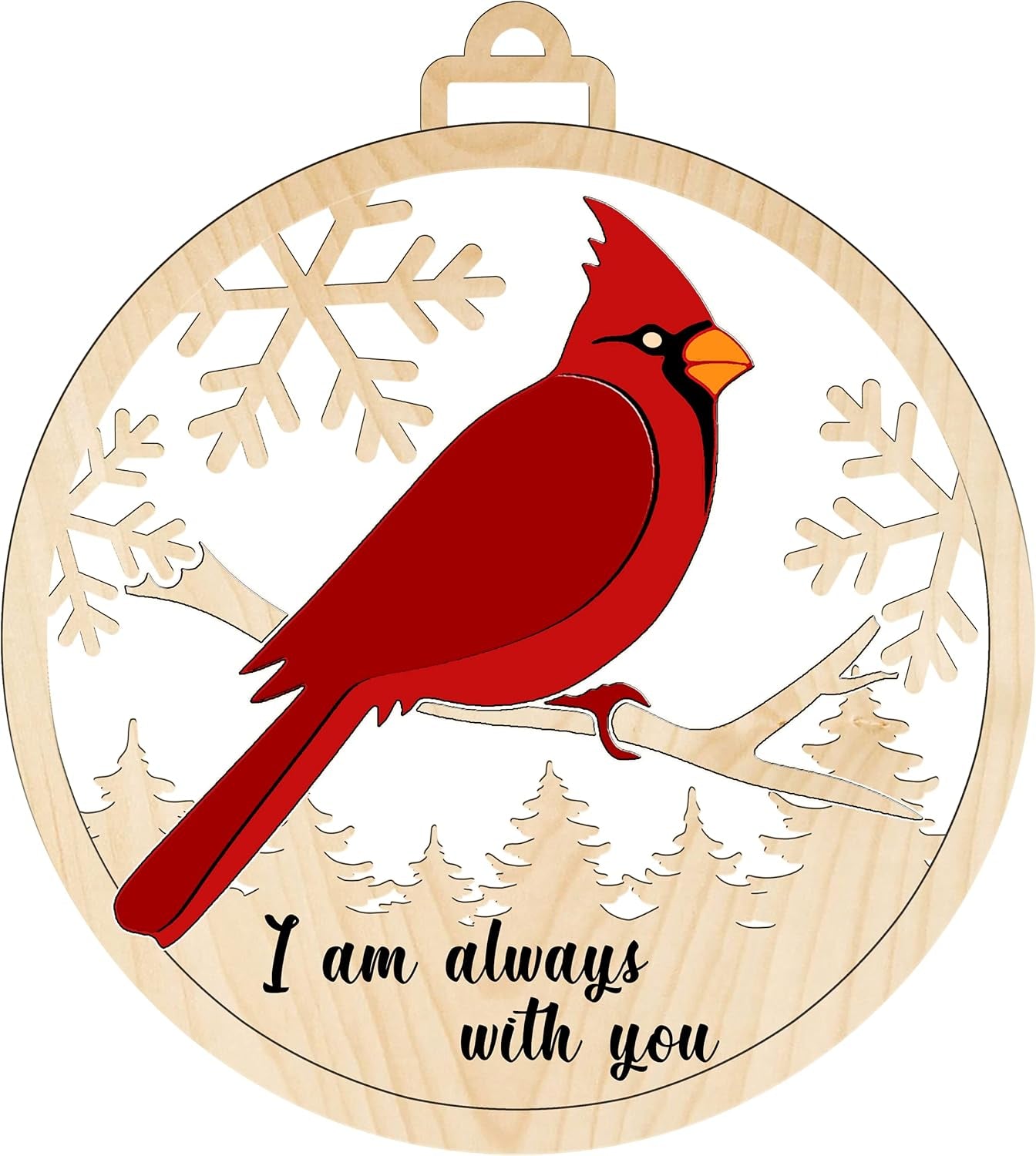 1Pcs -2 Side  Cardinal Christmas Tree Ornaments a Big Piece of My Heart Lives in Heaven Red Bird Xmas Memorial Gift - 01 Peace of 02 Side Printed Ornament