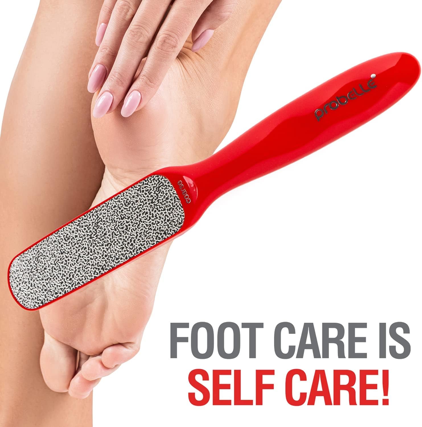 Double Sided Multidirectional Nickel Foot File Callus Remover - Immediately Reduces Calluses and Corns to Powder for Instant Results, Safe Tool (Red)