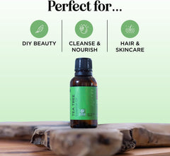 Pure Tea Tree Oil for Skin - 100% Pure Tea Tree Essential Oil for Scalp Care Aromatherapy and Natural Cleaning Solution - Super Potent AAA Non GMO Australian Tea Tree Oil for Hair Skin and Nails