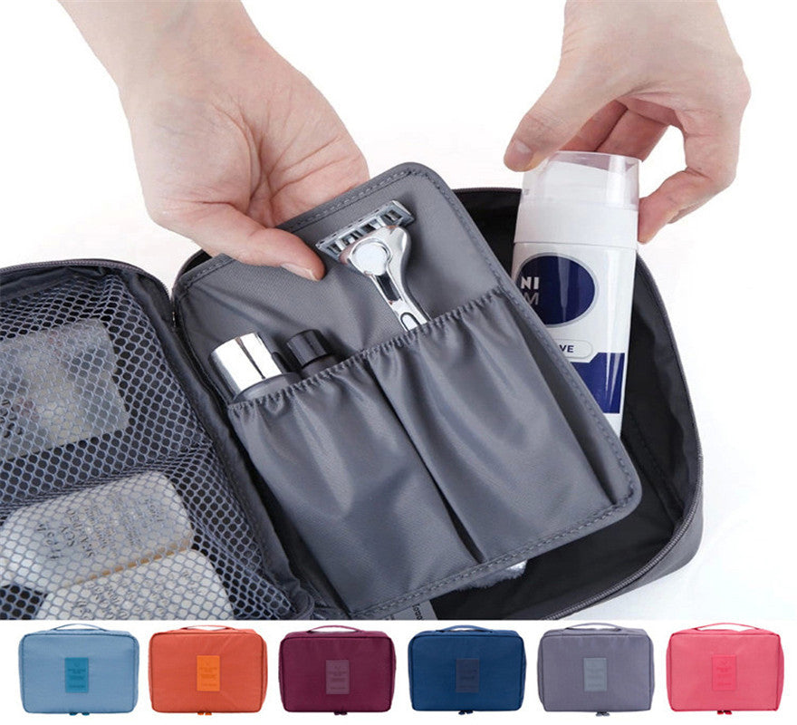 Portable Cosmetic Bag Waterproof Divider Multi-grid Pockets Toiletry Bags Travel Storage Handbags Women Make Up Bag