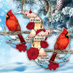 Cardinal Christmas Tree Ornaments Father'S Day - Birthday Gifts - an Angel in the House They Say Will Guard Your Family Night and Day Red Bird Xmas Memorial Gift - Car Hanging Ornament