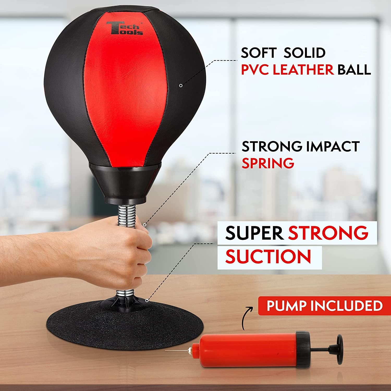 Desktop Punching Bag - Suctions to Your Desk, Heavy Duty Stress Relief Boxing Bag, Cool Stuff for Office, White Elephant Gifts for Boss or Coworker