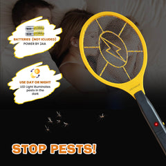 Devogue Electric Fly Swatter Bug Zapper Battery Operated Flies Killer Indoor & Outdoor Pest Control Mosquito and Insect Catcher Racket