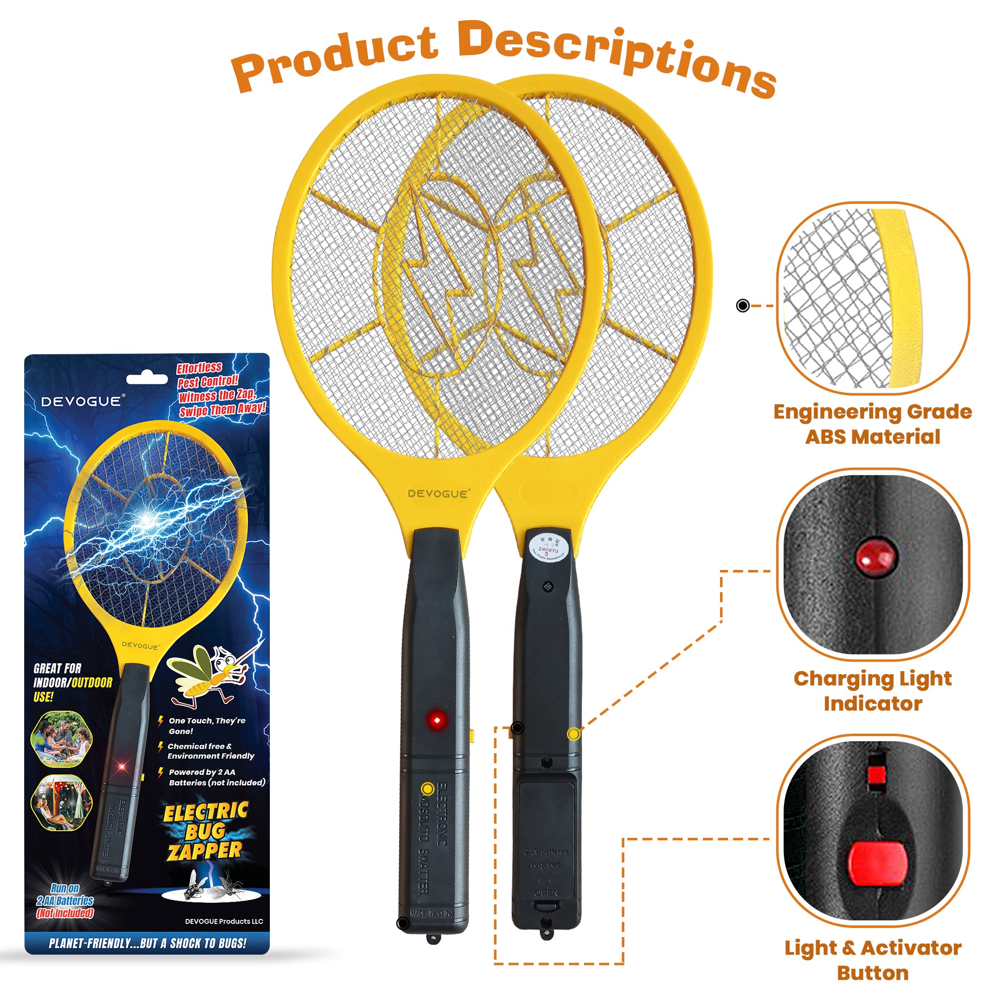 Fly Swatter Bug Zapper - Portable Electric Mosquito and Fly Killer