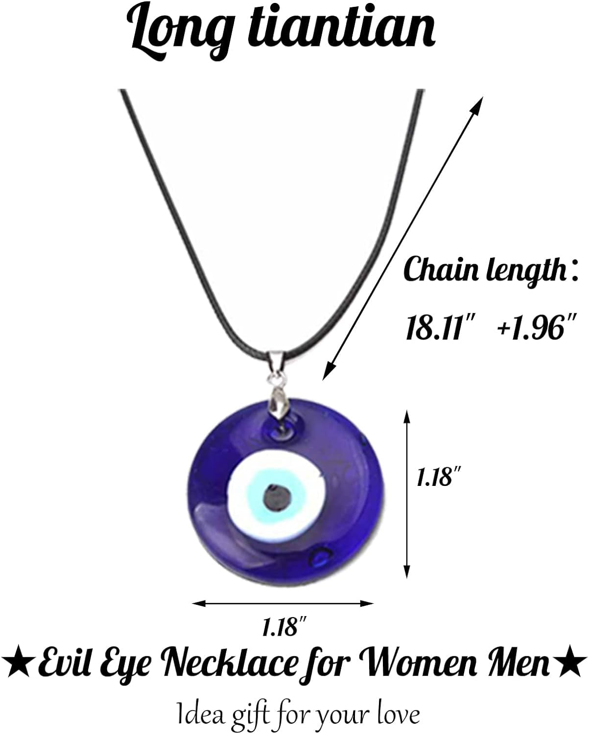 Evil Eye Necklace for Women Men Protection Necklace Leather Rope Glass Evil Eye Pendant Neckace Inspirational Jewelry Trendy Stuff Gifts Stocking Stuffers