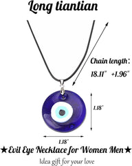 Evil Eye Necklace for Women Men Protection Necklace Leather Rope Glass Evil Eye Pendant Neckace Inspirational Jewelry Trendy Stuff Gifts Stocking Stuffers