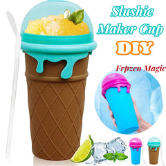 500ml Large Capacity Slushy Cup Summer Squeeze Homemade Juice Water Bottle Quick-Frozen Smoothie Sand Cup Pinch Fast Cooling Magic Ice Cream Slushy Maker Beker Kitchen Gadgets Devogue