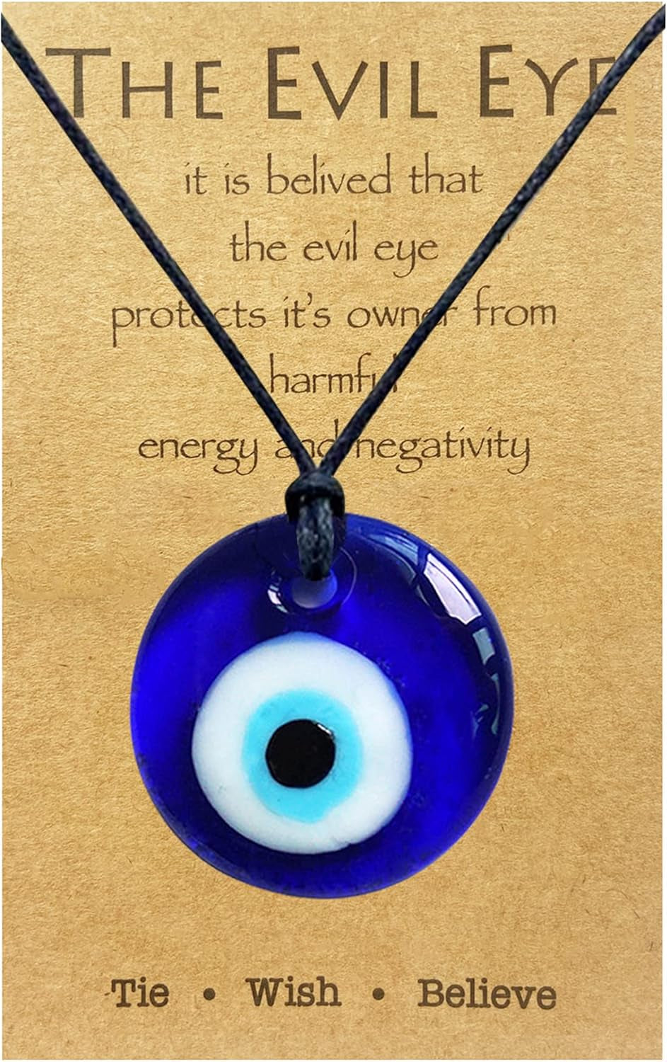 Evil Eye Necklace for Women Men Protection Necklace Leather Rope Glass Evil Eye Pendant Neckace Inspirational Jewelry Trendy Stuff Gifts Stocking Stuffers