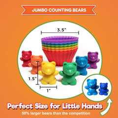 Jumbo Counting Bears with Stacking Cups - Montessori Educational Sorting Rainbow Toys for 3 Year Old Boys and Girls with 48 Preschool Math Manipulatives, Toy Storage and Toddler Games Ebook