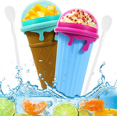 500ml Large Capacity Slushy Cup Summer Squeeze Homemade Juice Water Bottle Quick-Frozen Smoothie Sand Cup Pinch Fast Cooling Magic Ice Cream Slushy Maker Beker Kitchen Gadgets Devogue