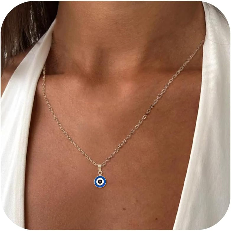 Evil Eye Necklace for Women Men Protection Necklace Leather Rope Glass Evil Eye Pendant Neckace Inspirational Jewelry Trendy Stuff Gifts Stocking Stuffers