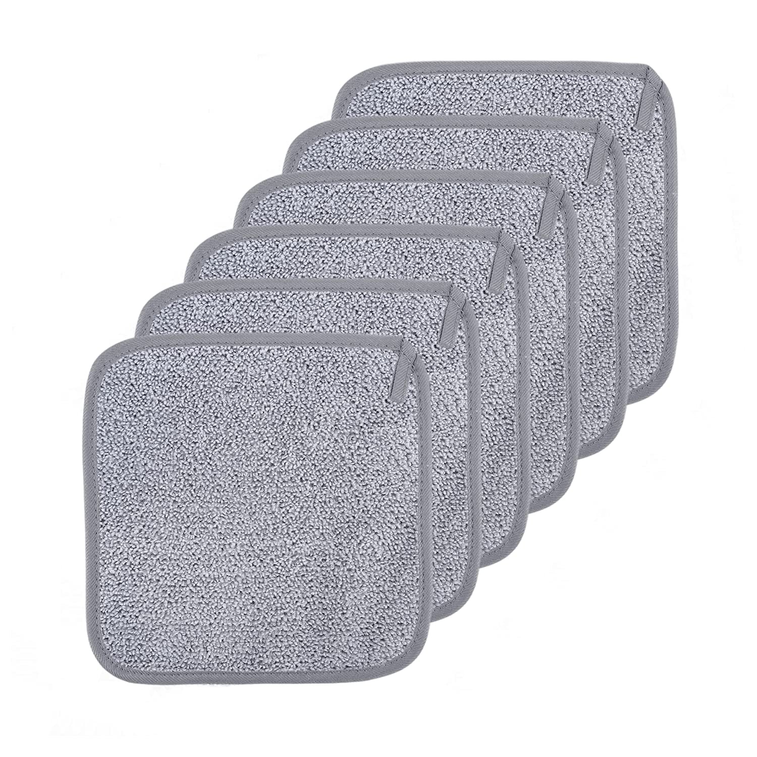 Premium Hypoallergenic Microfiber Makeup Remover and Facial Cleansing Cloth, 8 X 8 In, 6 Pack (Gray)