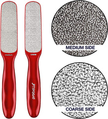 Double Sided Multidirectional Nickel Foot File Callus Remover - Immediately Reduces Calluses and Corns to Powder for Instant Results, Safe Tool (Red)