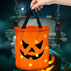 Halloween Candy Bags with LED Light Trick or Treat Bags Halloween Party Bags with Grimace Multipurpose Reusable Bucket