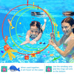 35Pcs Diving Toys, Swimming Pool Toys for Kids with a Storage Net Bag, Underwater Toys,Water Toys Swim Learning & Diving Skill Development for Kids