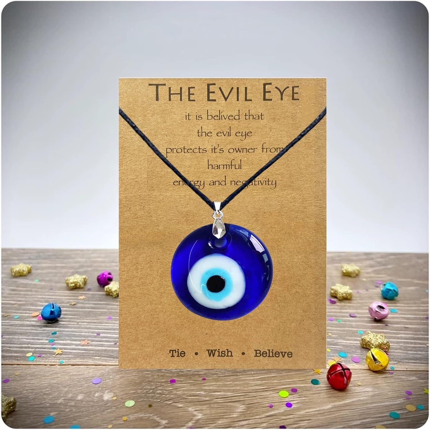 Evil Eye Necklace for Women Men Protection Necklace Leather Rope Glass Evil Eye Pendant Neckace Inspirational Jewelry Trendy Stuff Gifts Stocking Stuffers