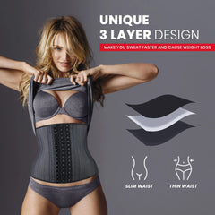 Devogue Waist Trainers for Women Belly Fat Latex Corset Body Cincher Shapewear Black Devogue