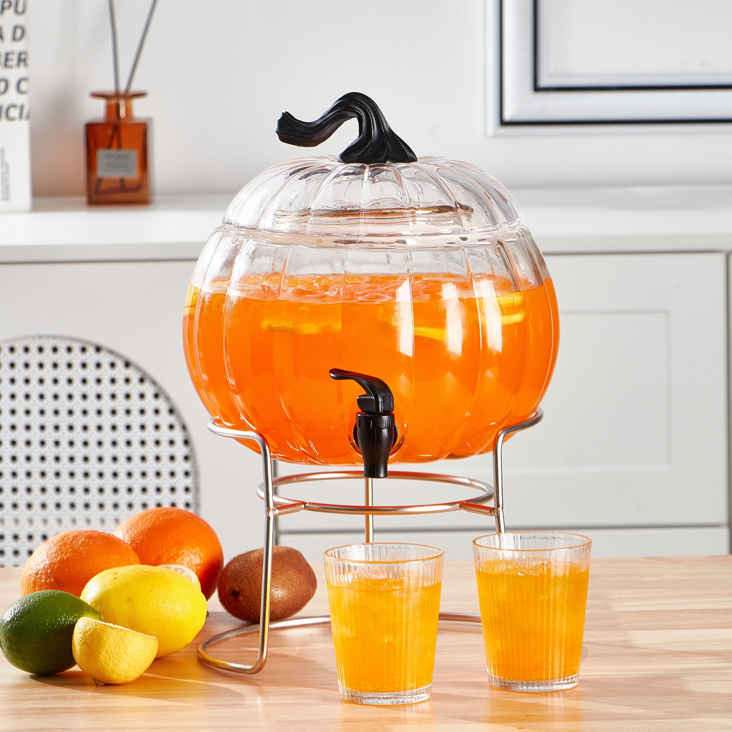 1.5 Gallon Clear Pumpkin Glass Beverage Dispenser