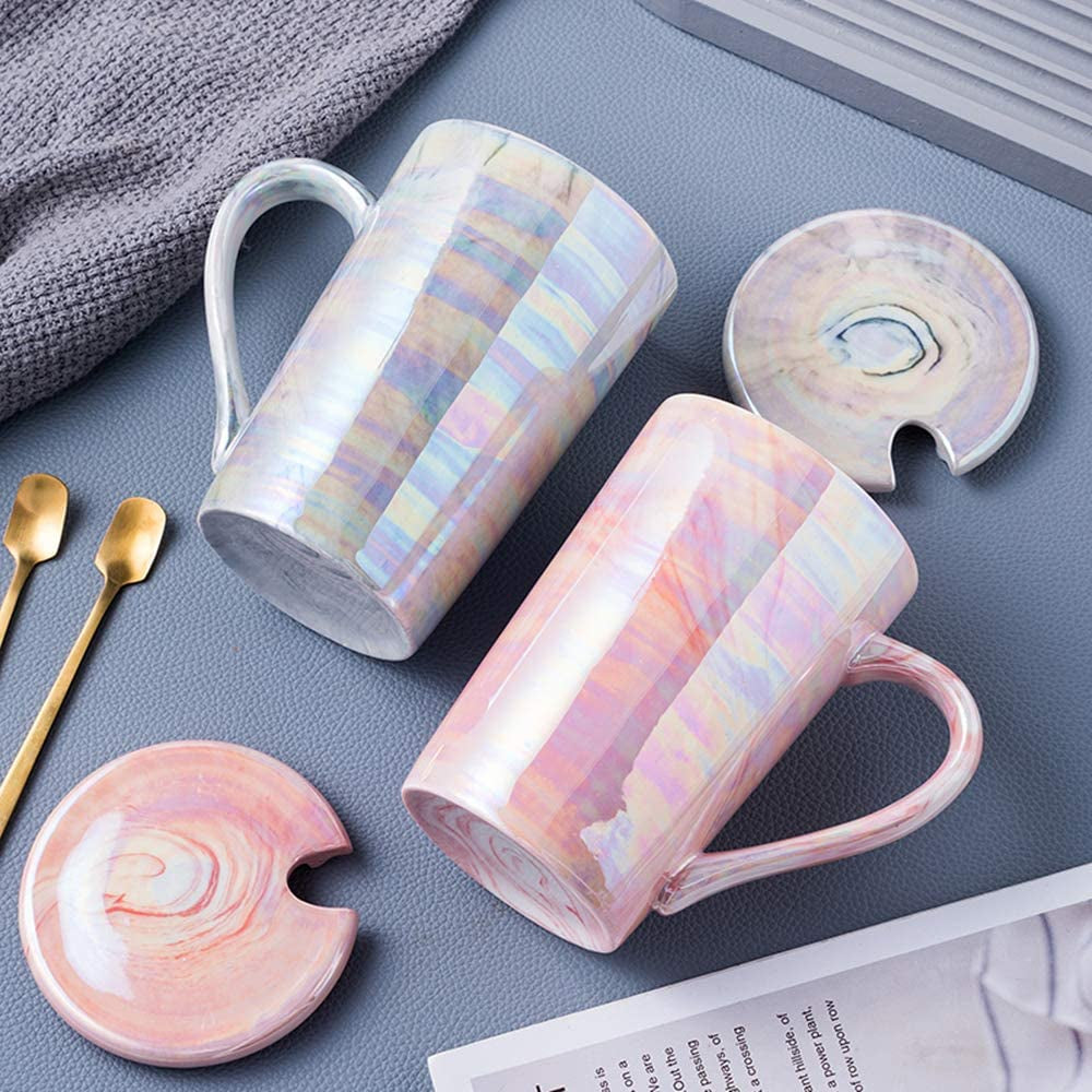 12Oz Ceramic Coffee Mug, Tall Iridescent Coffee Mugs,Cute Mugs Ceramic Coffee Mug for Mon Women, Dishwasher and Microwave Safe