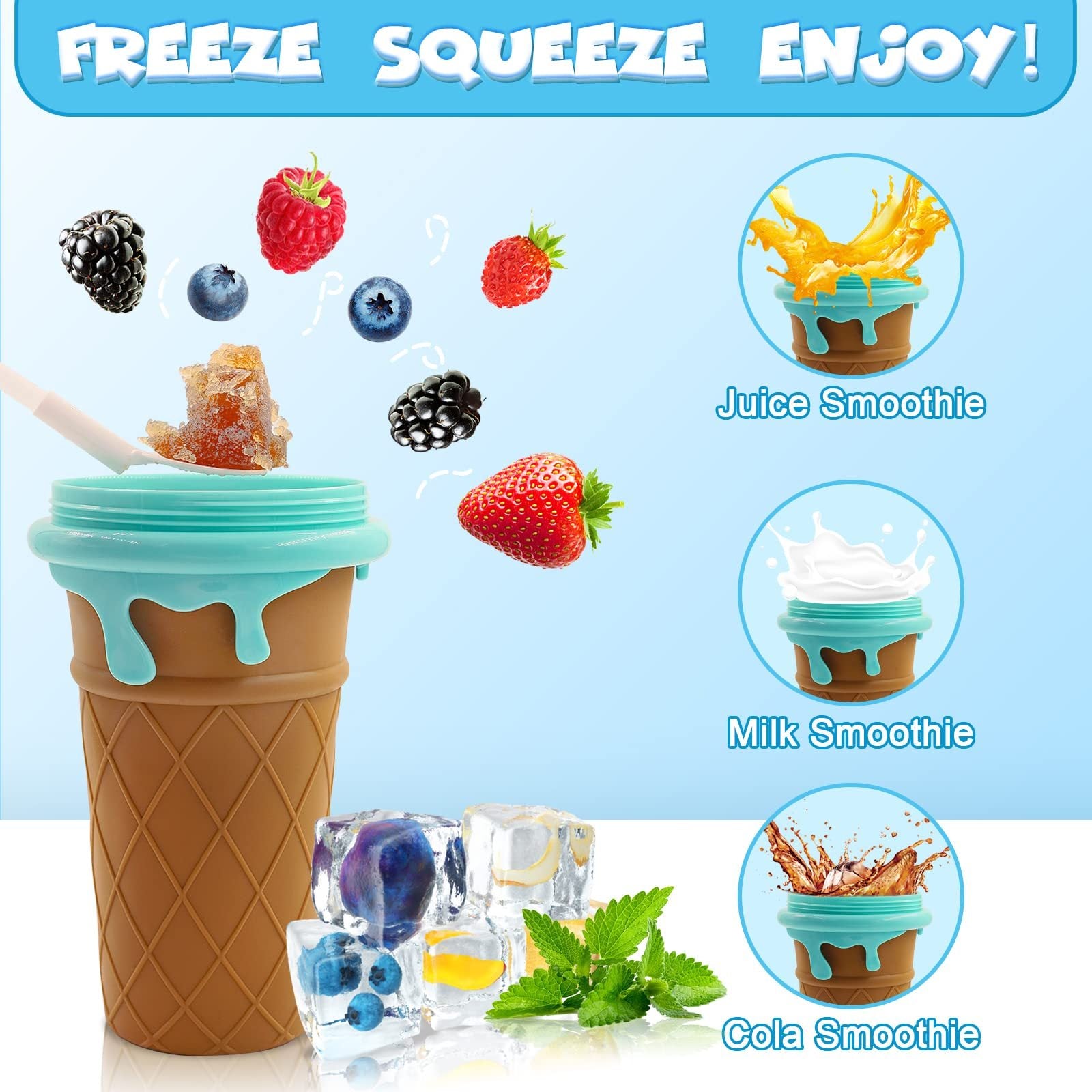 500ml Large Capacity Slushy Cup Summer Squeeze Homemade Juice Water Bottle Quick-Frozen Smoothie Sand Cup Pinch Fast Cooling Magic Ice Cream Slushy Maker Beker Kitchen Gadgets Devogue