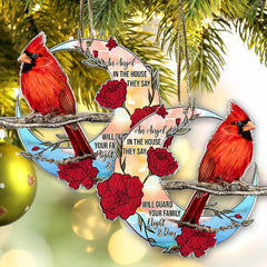 Cardinal Christmas Tree Ornaments Father'S Day - Birthday Gifts - an Angel in the House They Say Will Guard Your Family Night and Day Red Bird Xmas Memorial Gift - Car Hanging Ornament