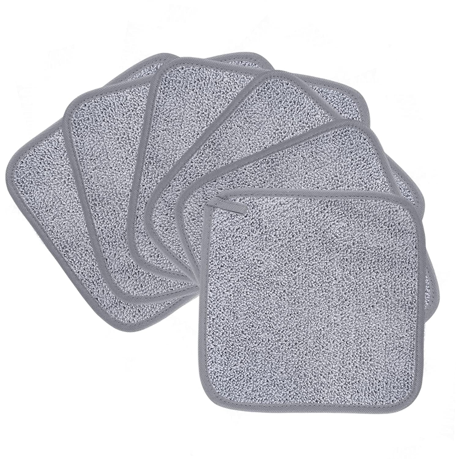 Premium Hypoallergenic Microfiber Makeup Remover and Facial Cleansing Cloth, 8 X 8 In, 6 Pack (Gray)