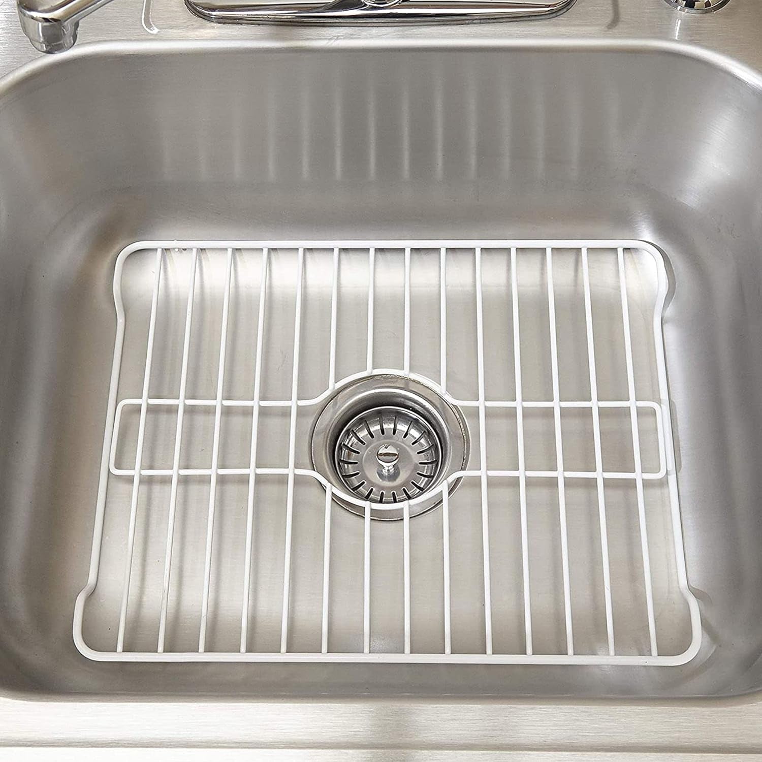 Sink Protector Prevents Scratches Sink Rack for Bottom of Sink White Sink Mat Sink Protectors for Kitchen Sink Metal 16X12.3X1