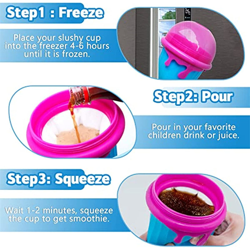 500ml Large Capacity Slushy Cup Summer Squeeze Homemade Juice Water Bottle Quick-Frozen Smoothie Sand Cup Pinch Fast Cooling Magic Ice Cream Slushy Maker Beker Kitchen Gadgets Devogue