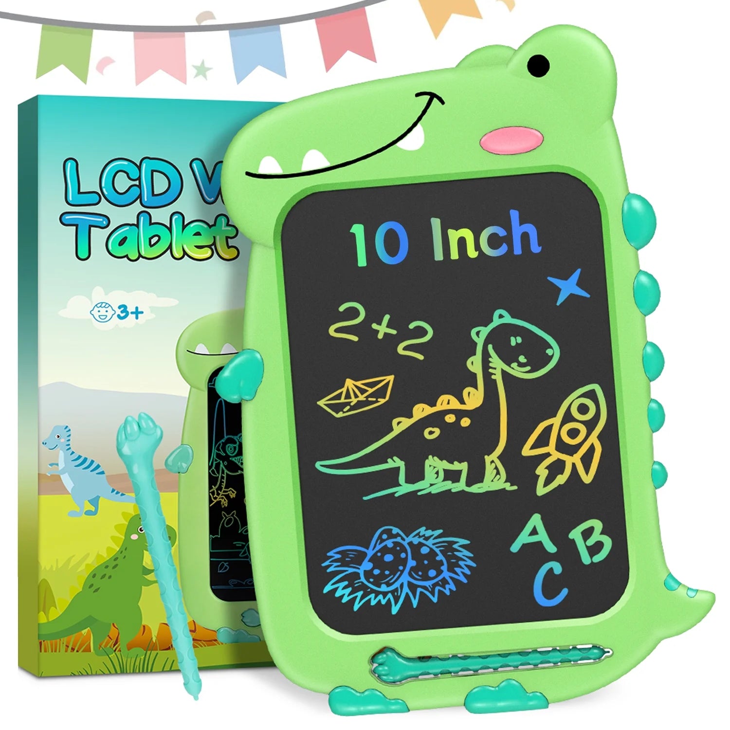 10-Inch LCD Writing Tablet for Kids, Colorful Screen Doodle Board, Toddler Educational Travel Toys, Christmas Birthday Gift for 3 4 5 6 7 Year Old Girls