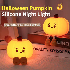 Home Decor Halloween Pumpkin Night Light Cute Soft Silicone Lamp Touch  Dimmable Rechargeable Bedside Decor Light Kids Gifts Halloween Decorations Devogue