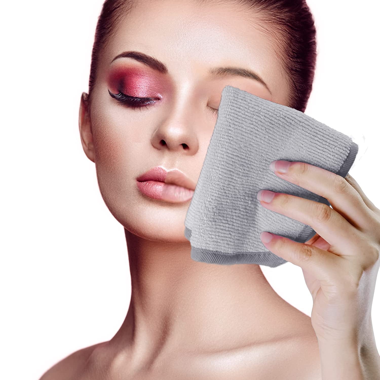 Premium Hypoallergenic Microfiber Makeup Remover and Facial Cleansing Cloth, 8 X 8 In, 6 Pack (Gray)