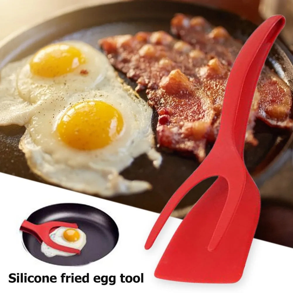 2 In 1 Grip And Flip Tongs Egg Spatula Tongs Clamp Pancake Fried Egg French Toast Omelet Overturned Kitchen Accessories Devogue