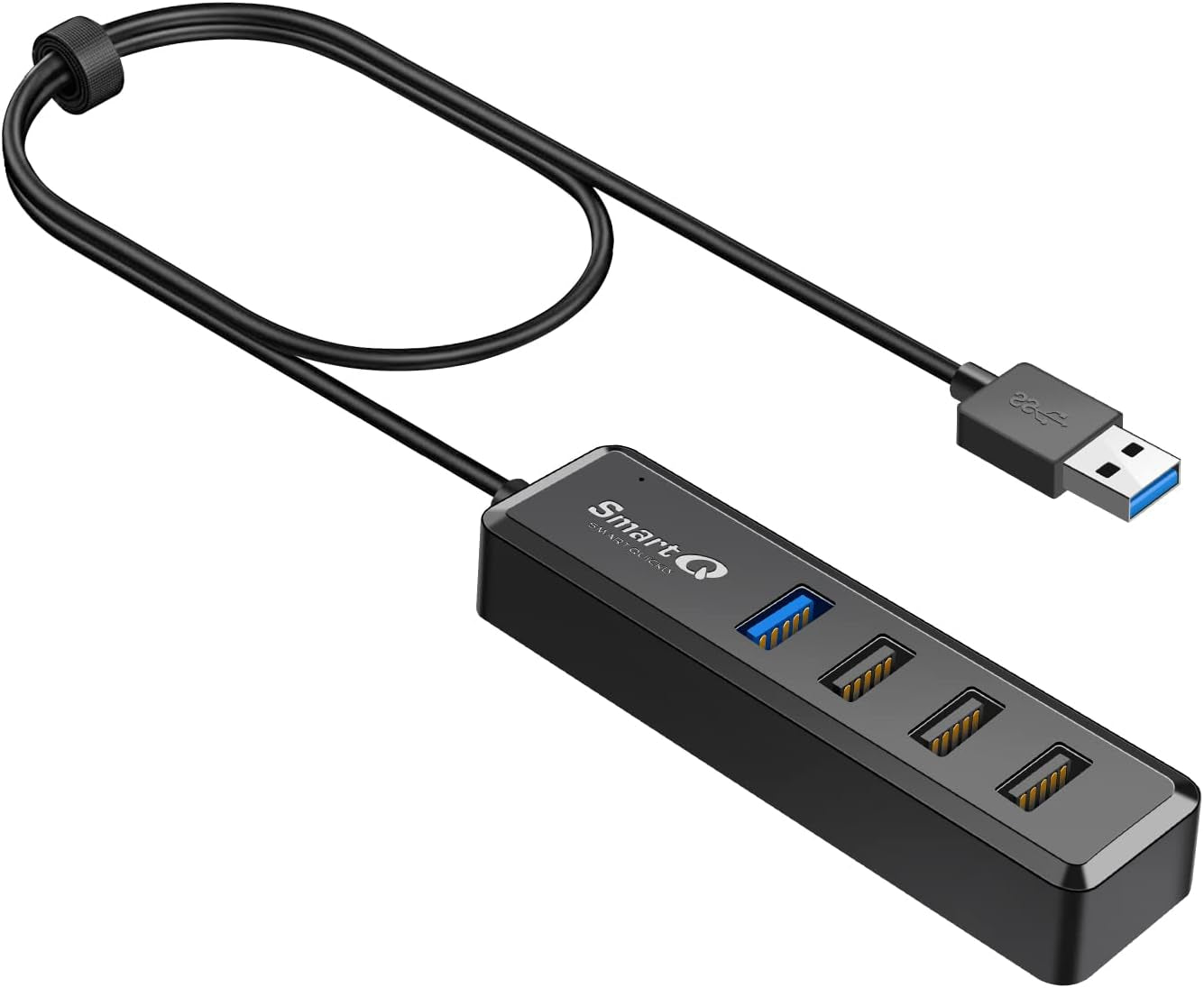 H302S USB 3.0 Hub for Laptop with 2Ft Long Cable, Multi Port Expander, Fast Data Transfer USB Splitter Compatible with Windows PC, Mac, Printer, Mobile HDD