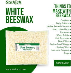 Pure White Beeswax Pellets, All Natural, Cosmetic Grade, Premium Quality (1 Pound)