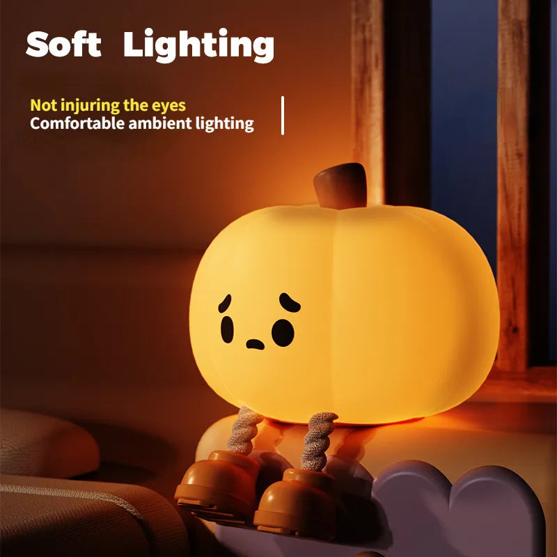 Home Decor Halloween Pumpkin Night Light Cute Soft Silicone Lamp Touch  Dimmable Rechargeable Bedside Decor Light Kids Gifts Halloween Decorations Devogue