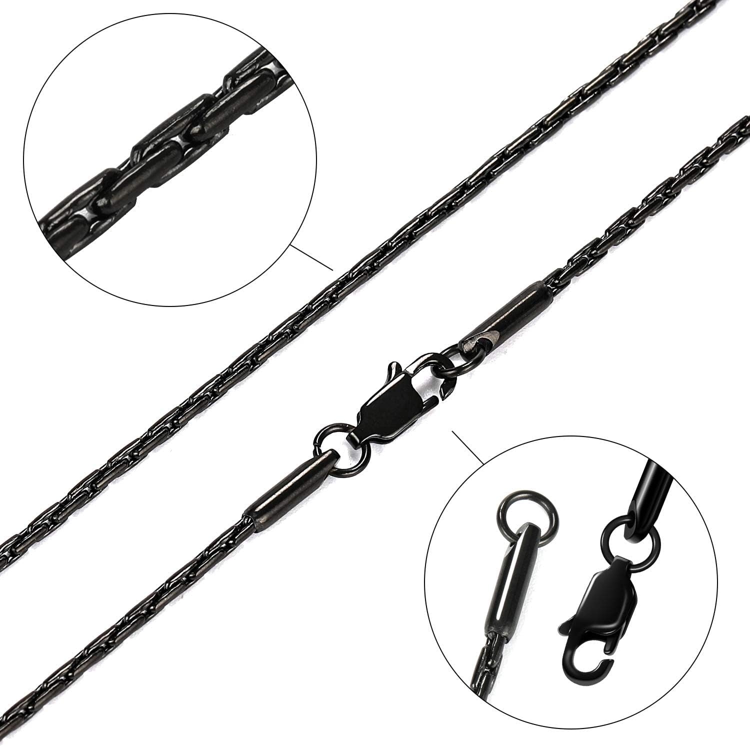 2-3Mm Black Rolo Chain Stainless Steel Cable Chain Necklace Mens Womens Jewelry,18-36Inch