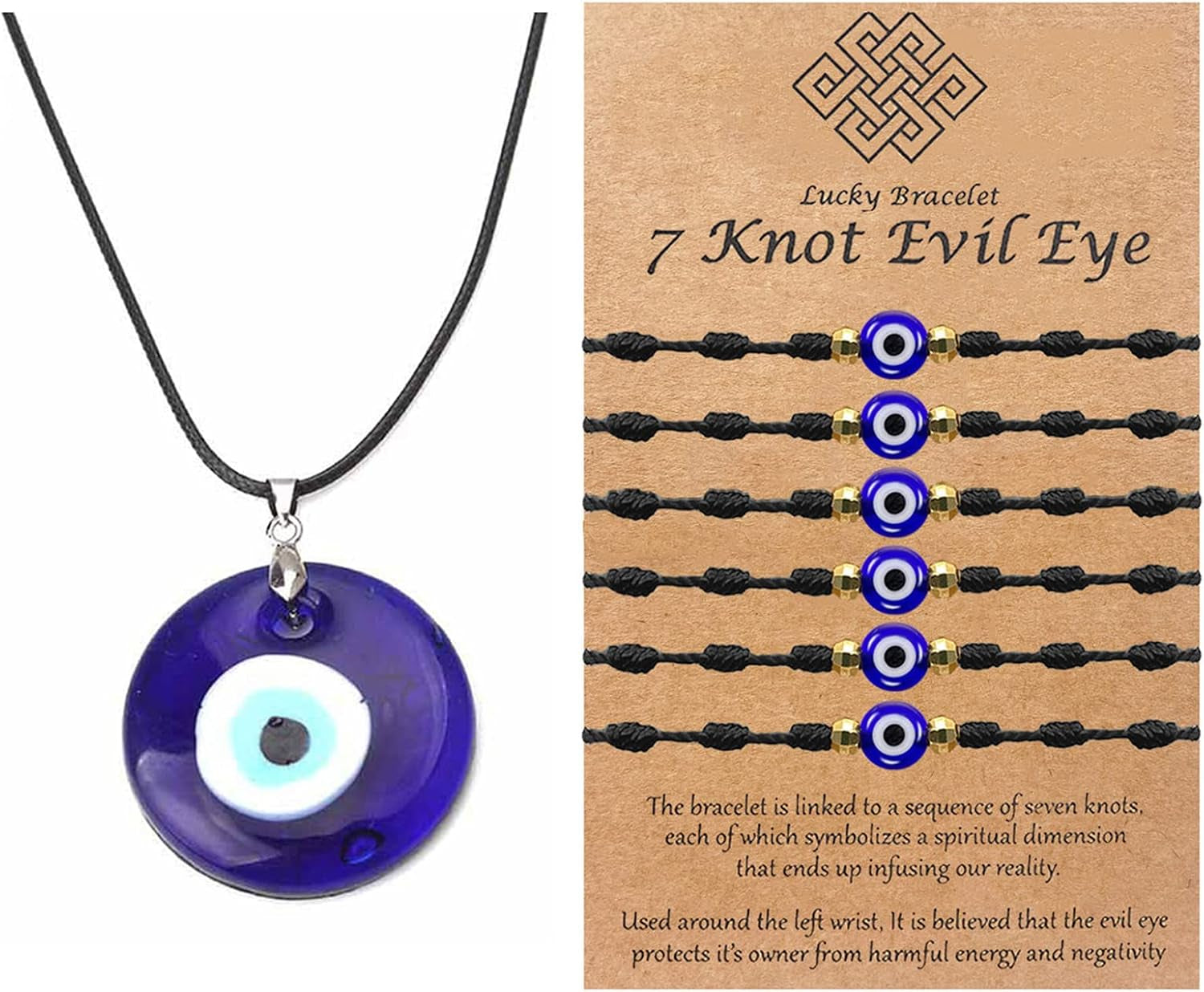 Evil Eye Necklace for Women Men Protection Necklace Leather Rope Glass Evil Eye Pendant Neckace Inspirational Jewelry Trendy Stuff Gifts Stocking Stuffers