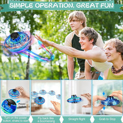 Flying Spinner Mini Drone, Mini Flying Ball Toys,With 360 Fly Rotating UFO Fun Toy LED Light Flying Fidget Spinner Orb for Girls Boys Adult Indoor Outdoor,Blue