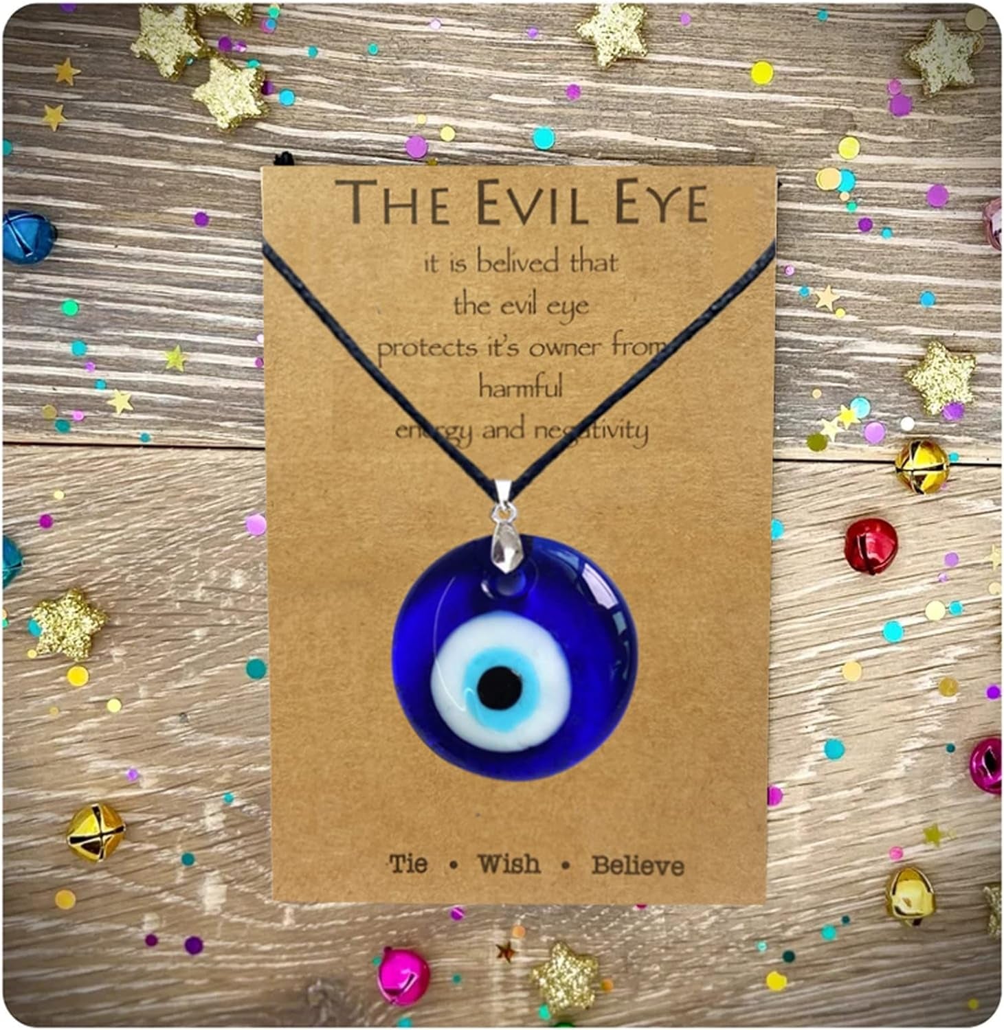 Evil Eye Necklace for Women Men Protection Necklace Leather Rope Glass Evil Eye Pendant Neckace Inspirational Jewelry Trendy Stuff Gifts Stocking Stuffers