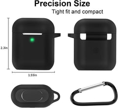 Silicone Case Compatible with Apple Airpods 1&2 Wireless and Wired Charging Case(Front LED Visible),Black